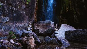 Preview wallpaper rocks, waterfall, balance, water