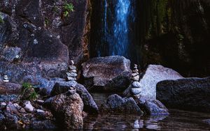 Preview wallpaper rocks, waterfall, balance, water