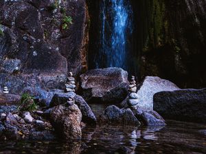 Preview wallpaper rocks, waterfall, balance, water