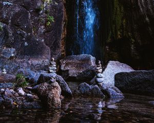 Preview wallpaper rocks, waterfall, balance, water