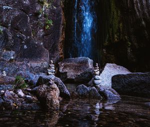 Preview wallpaper rocks, waterfall, balance, water