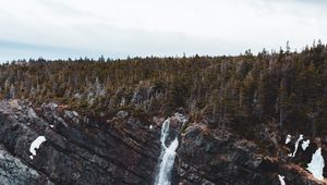 Preview wallpaper rocks, waterfall, forest, cliff, water