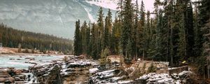 Preview wallpaper rocks, waterfall, ice, snow, mountains, snowy