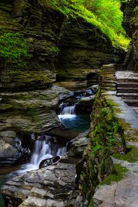 Preview wallpaper rocks, waterfall, steps, path, nature, plants