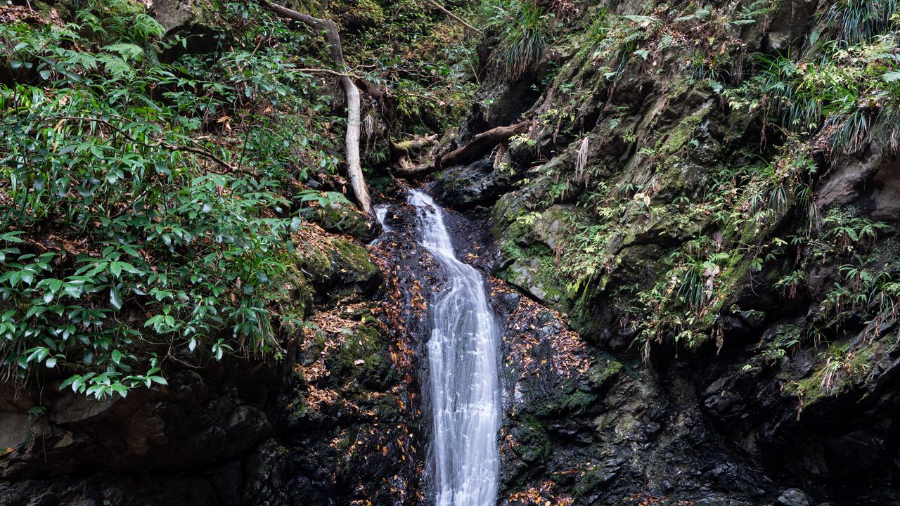 Wallpaper rocks, waterfall, water, nature