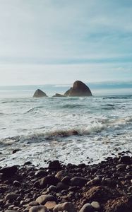 Preview wallpaper rocks, waves, beach, storm