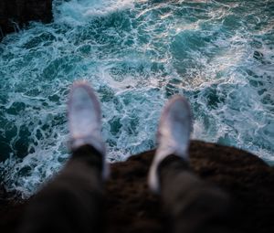 Preview wallpaper rocks, waves, legs, surf