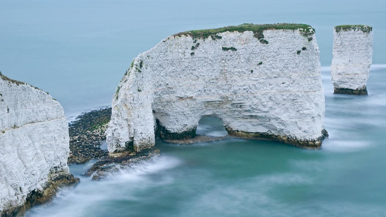 Wallpaper rocks, white, arch, reeves, sea, emptiness