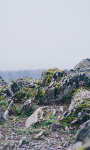 Preview wallpaper rocky, uneven, rugged, stones, moss, rock