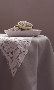 Preview wallpaper roll, dessert, bowl, table, white