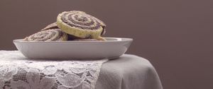 Preview wallpaper roll, dessert, bowl, table, white