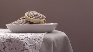 Preview wallpaper roll, dessert, bowl, table, white