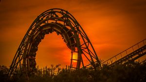 Preview wallpaper roller coaster, amusement park, sunset