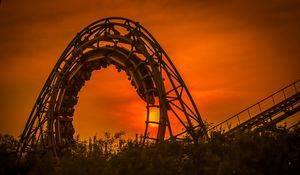Preview wallpaper roller coaster, amusement park, sunset