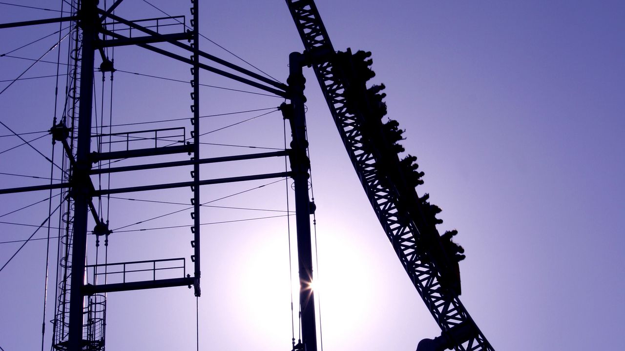 Wallpaper roller coaster, attraction, rails, silhouettes