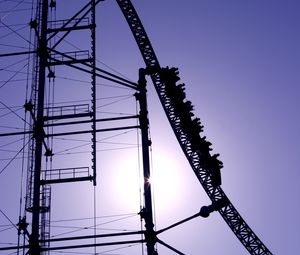 Preview wallpaper roller coaster, attraction, rails, silhouettes