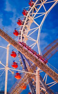 Preview wallpaper roller coaster, ferris wheel, attractions, tokyo, japan