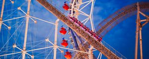 Preview wallpaper roller coaster, ferris wheel, attractions, tokyo, japan