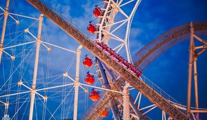 Preview wallpaper roller coaster, ferris wheel, attractions, tokyo, japan