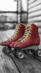 Preview wallpaper rollers, skates, retro, red