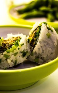 Preview wallpaper rolls, rice, plate, greens