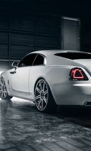 Preview wallpaper rolls royce, wraith, white, rear view