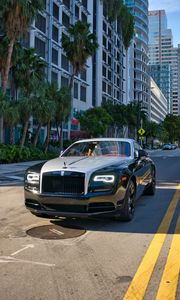 Preview wallpaper rolls-royce, car, black, road