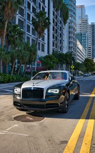 Preview wallpaper rolls-royce, car, black, road