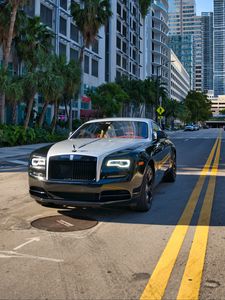 Preview wallpaper rolls-royce, car, black, road