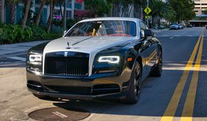 Preview wallpaper rolls-royce, car, black, road