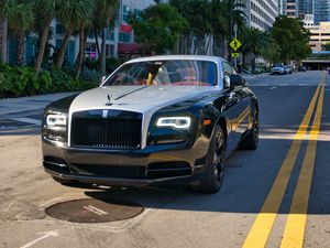 Preview wallpaper rolls-royce, car, black, road