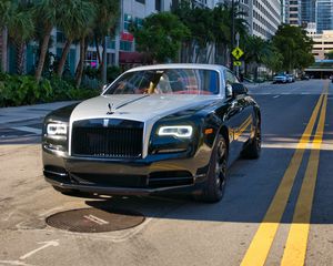 Preview wallpaper rolls-royce, car, black, road