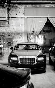 Preview wallpaper rolls-royce, car, black, black and white