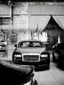 Preview wallpaper rolls-royce, car, black, black and white