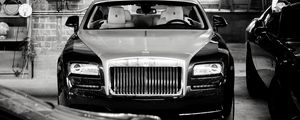 Preview wallpaper rolls-royce, car, black, black and white