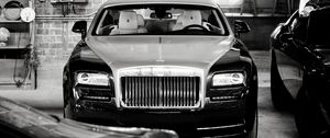 Preview wallpaper rolls-royce, car, black, black and white