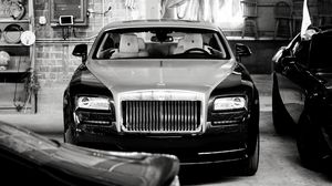 Preview wallpaper rolls-royce, car, black, black and white