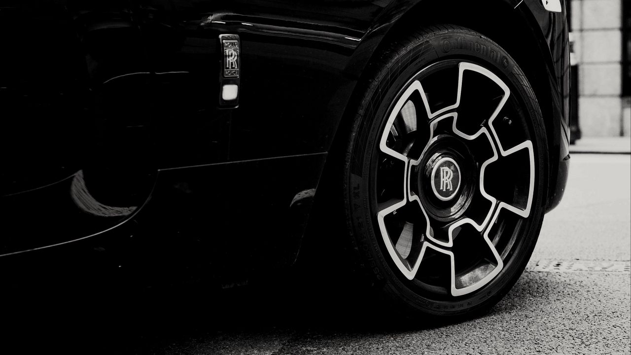 Wallpaper rolls-royce, car, black, wheel, black and white
