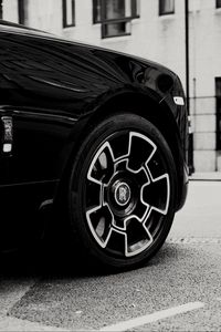 Preview wallpaper rolls-royce, car, black, wheel, black and white