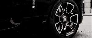 Preview wallpaper rolls-royce, car, black, wheel, black and white