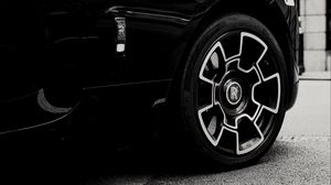 Preview wallpaper rolls-royce, car, black, wheel, black and white