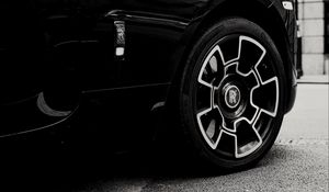 Preview wallpaper rolls-royce, car, black, wheel, black and white