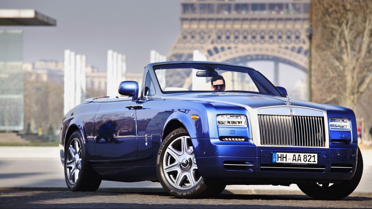 Wallpaper rolls-royce, phantom, convertible, blue, side view