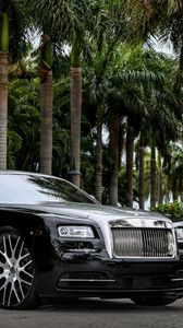 Preview wallpaper rolls-royce, wraith, black, side view