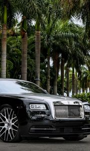 Preview wallpaper rolls-royce, wraith, black, side view