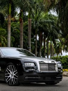 Preview wallpaper rolls-royce, wraith, black, side view