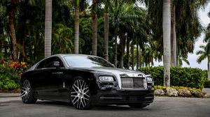 Preview wallpaper rolls-royce, wraith, black, side view