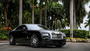 Preview wallpaper rolls-royce, wraith, black, side view