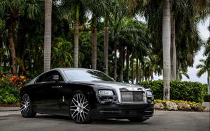 Preview wallpaper rolls-royce, wraith, black, side view