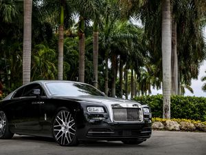 Preview wallpaper rolls-royce, wraith, black, side view